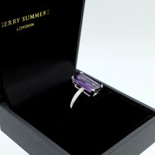 Load image into Gallery viewer, Long Octagonal Amethyst and Diamond Ring