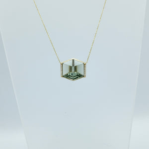 Green Quartz Cube Necklace