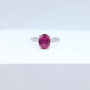 Rubellite and Diamond Ring