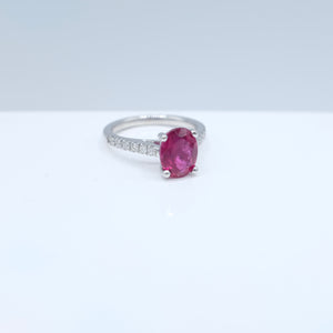 Rubellite and Diamond Ring