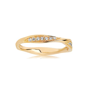 Sif Jakobs Gold Cetara Ring - 18 Carat Gold Plate & White Zirconia