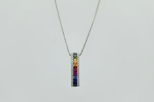 Rainbow Sapphire and Diamond Pendant