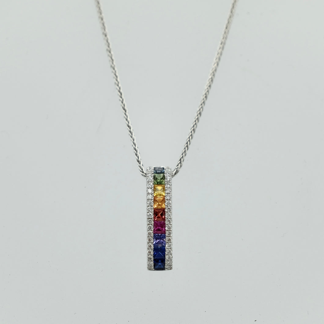 Rainbow Sapphire and Diamond Pendant