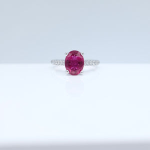 Rubellite and Diamond Ring