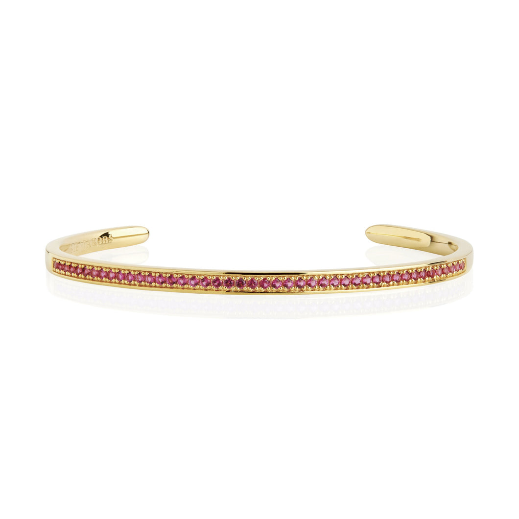 Sif Jakobs Valiano Bangle - 18 Carat Gold Plate & Red Zirconia