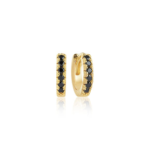 Sif Jakobs Ellera Piccolo Small Hoop Earrings - 18 Carat Gold Plate & Black Zirconia