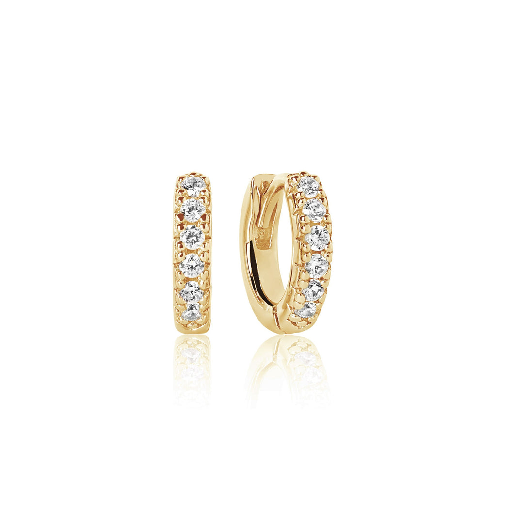 Sif Jakobs Ellera Piccolo Small Hoop Earrings - 18 Carat Gold Plate & White Zirconia