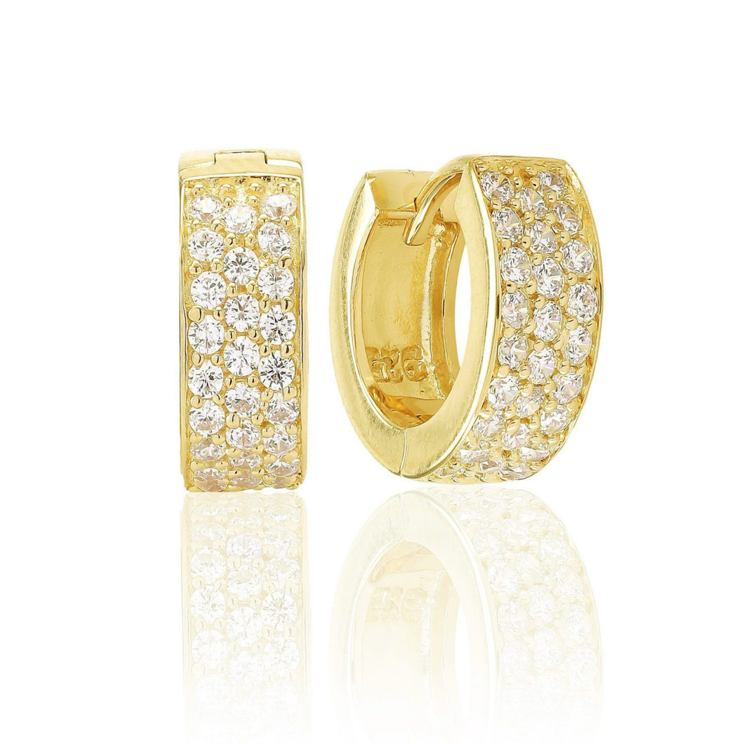 Sif Jakobs Gold Empoli Hoop Earrings - 18 Carat Gold Plate & White Zirconia