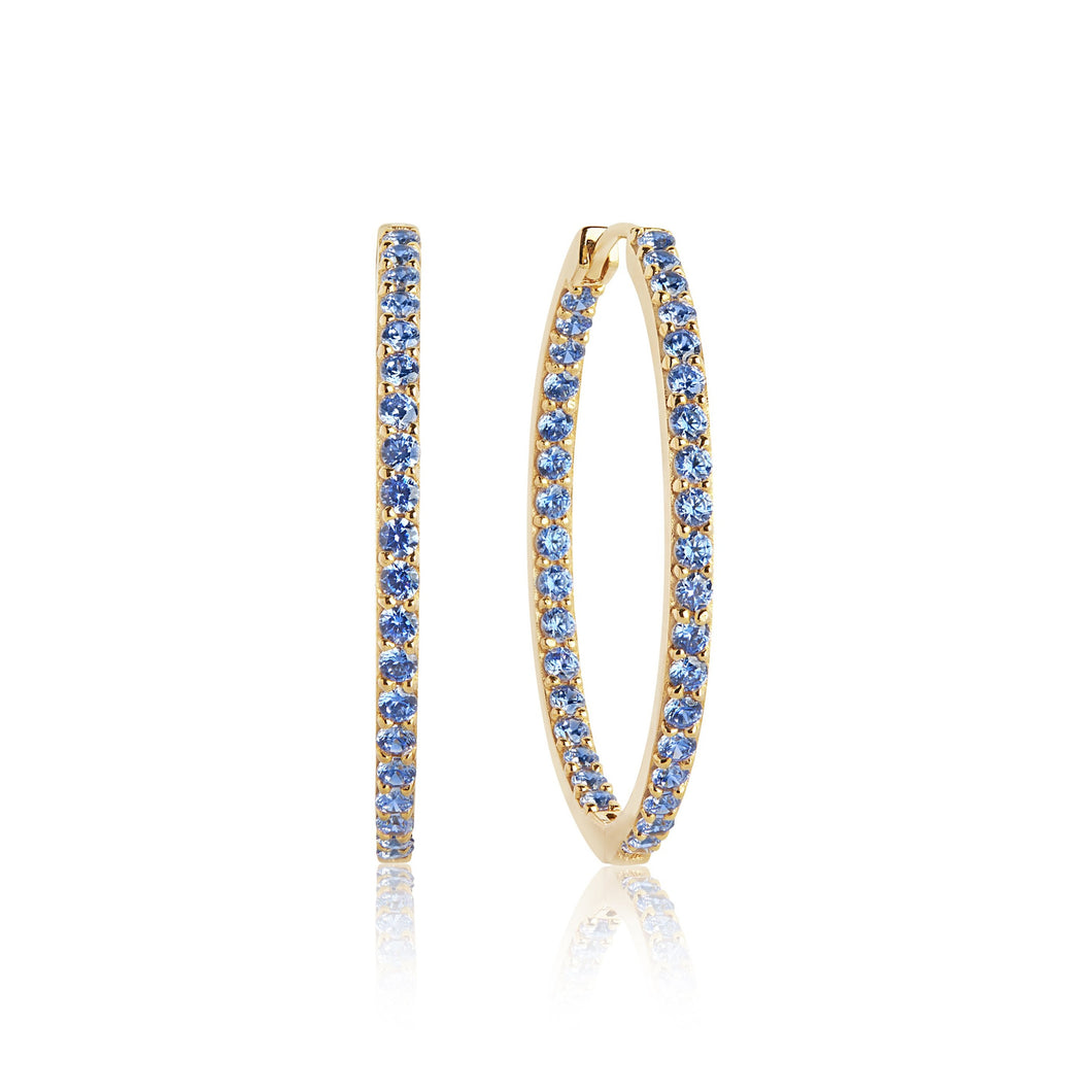 Sif Jakobs Bovalino Hoop Earrings – 18 Carat Yellow Gold Plate & Blue Zirconia