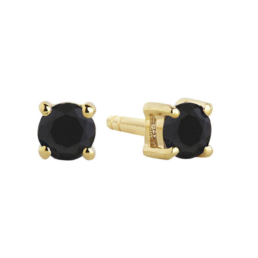 Sif Jakobs Princess Piccolo Stud Earrings - 18 Carat Gold Plate & Black Zirconia