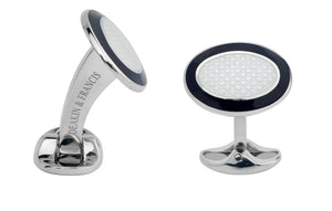 Sterling Silver Black and White Enamel Cufflinks