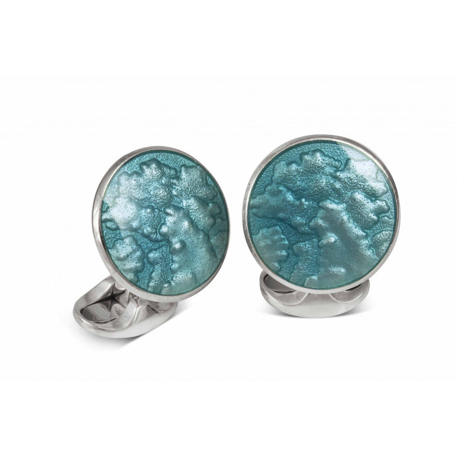 Sterling Silver Summer Haze EnamelCufflinks in Turquoise